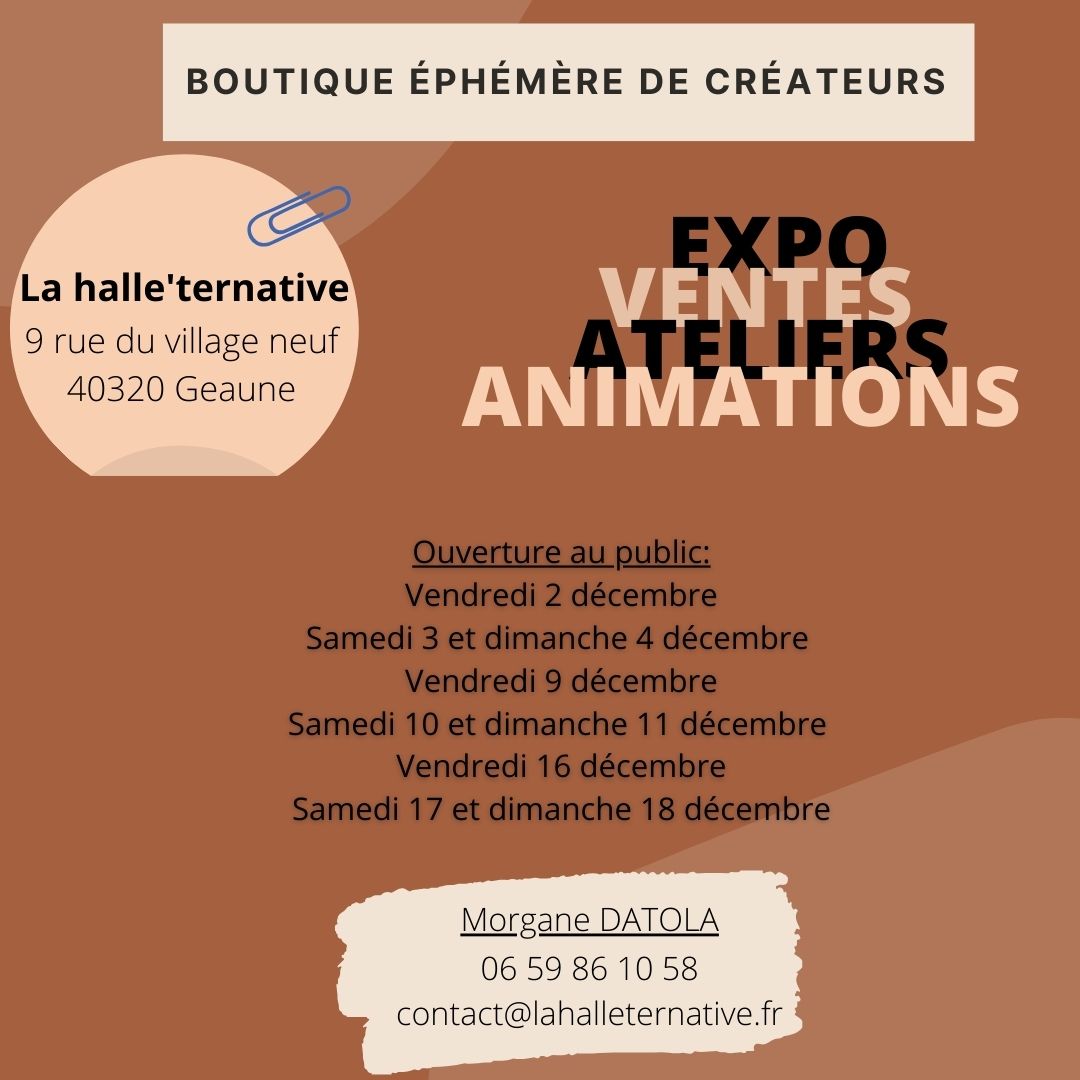 Boutique éphémère de créateurs 2022 la Halle'ternative